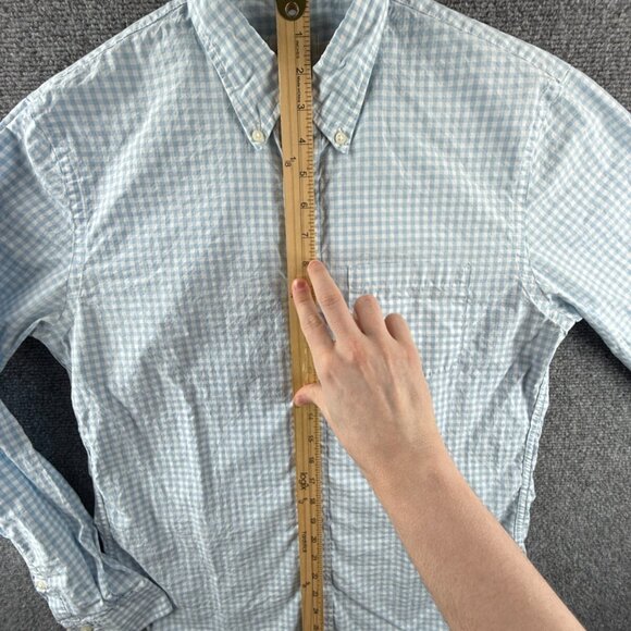Brooks Brothers Cotton Blue Medium Button-Down Check Men Shirt Long Sleeve Adult - Picture 3 of 14